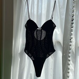 Elegant Black Lace Bodysuit